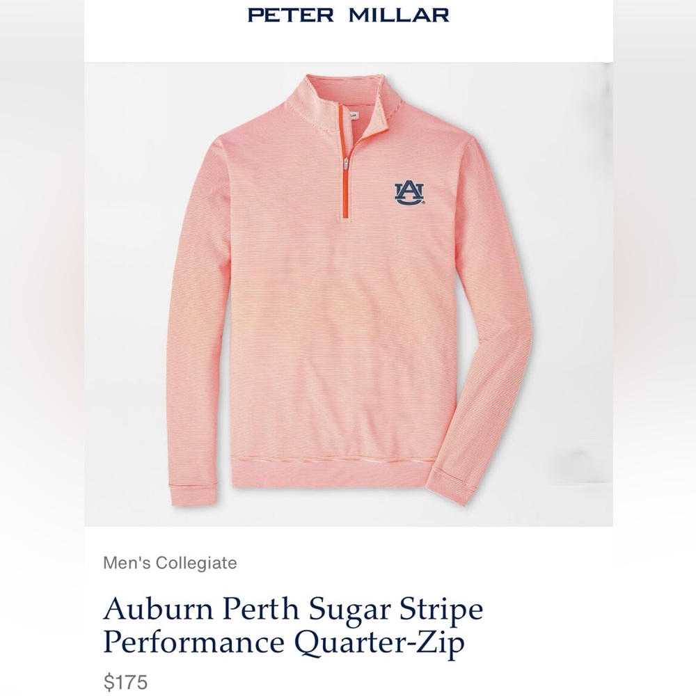 PETER MILLAR Auburn Perth Sugar Stripe Performance Quarter Zip